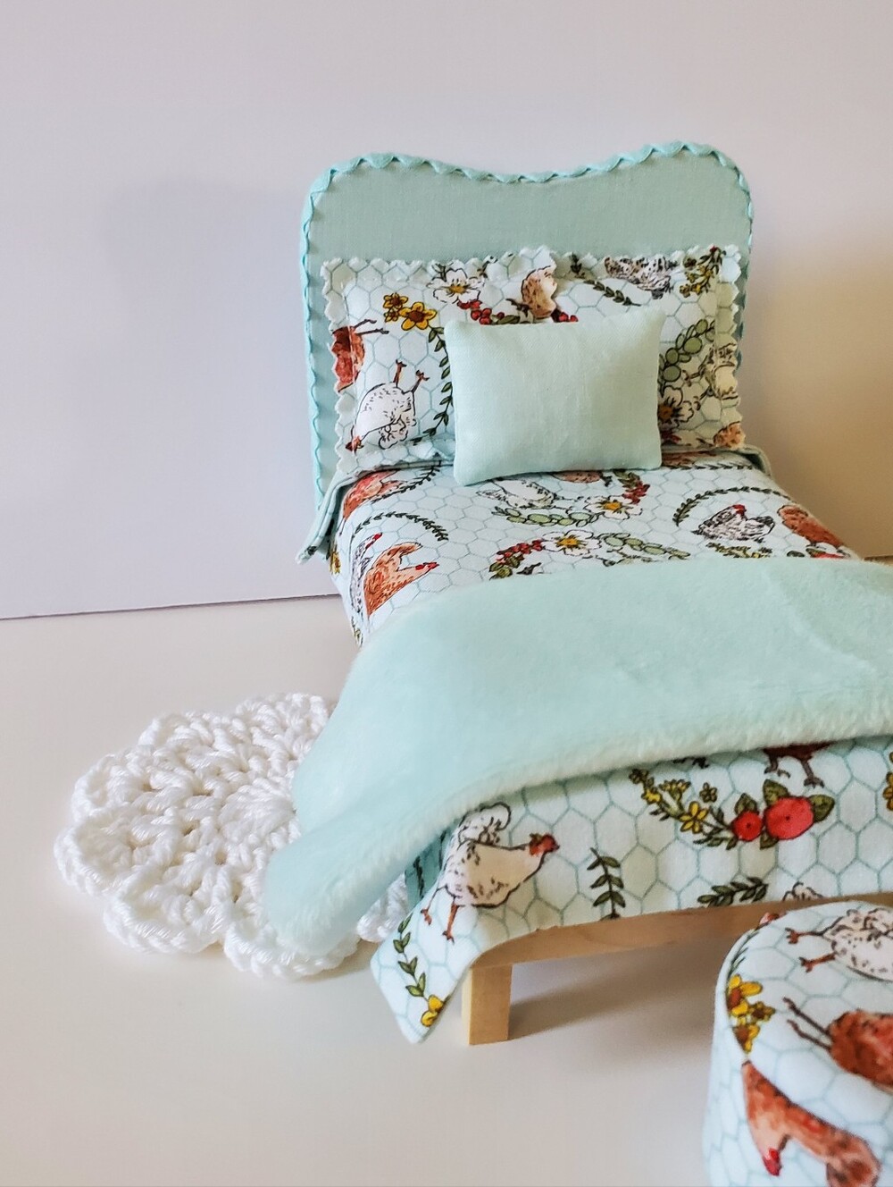 Miniature Dollhouse Bed Set 1:12 Scale Cottagecore Farmstyle Maileg